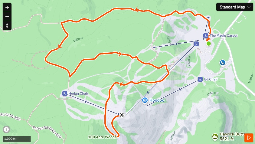 5K Route map for Hoodoo Challenge