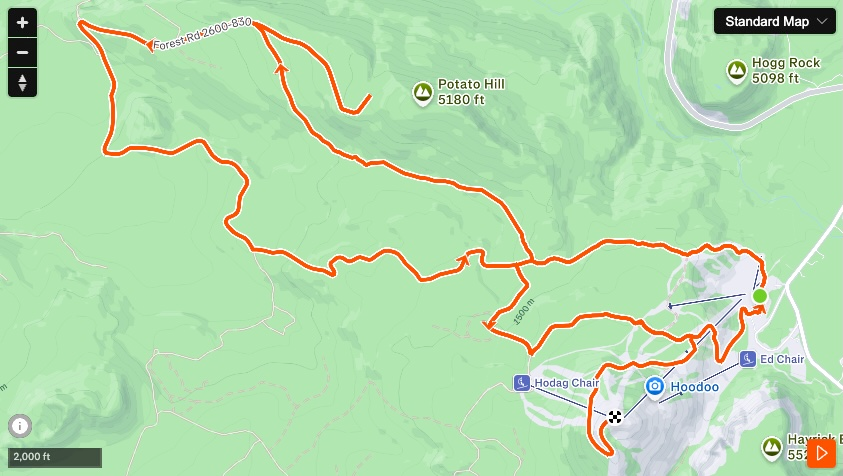 5K elevation map for Hoodoo Challenge
